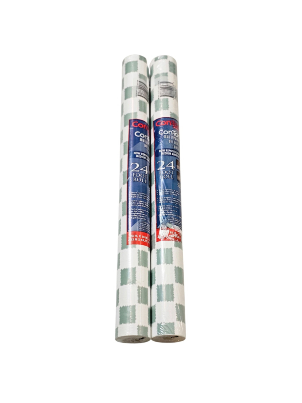 Vintage Con-Tact Soft Check Sage Contact Paper 2 Rolls Cottagecore Y2K NOS